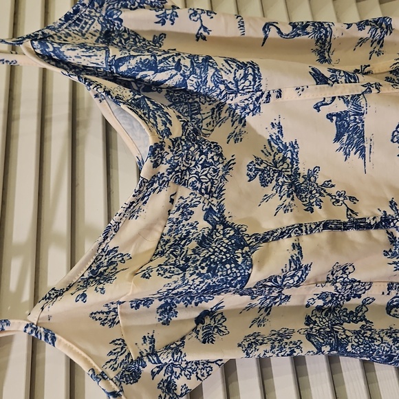 Blue and Cream Toile Print Bodysuit - Picture 2 of 3